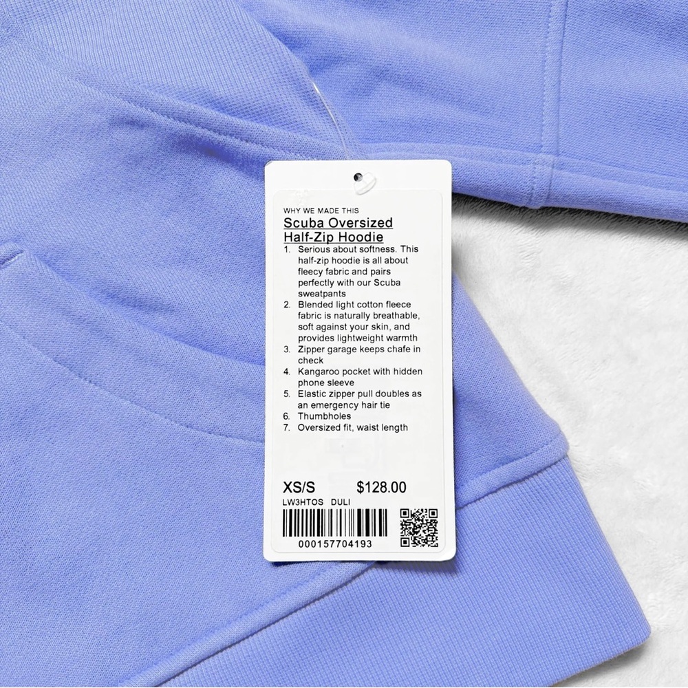 VERY RARE NWT Lululemon Scuba Oversized Half-Zip Hoodie – Dusty Lilac – XS/S - Picture 8 of 11